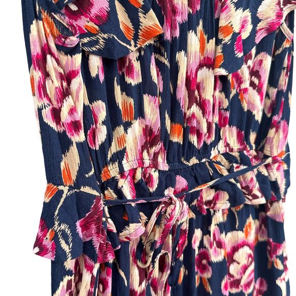 Band Gypsies Dress Women M Dark Floral Maxi Button Down Flowy Boho Prairie New - Picture 5 of 16